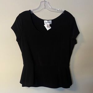 NWOT Joseph Ribkoff Black Short Sleeve Peplum Top